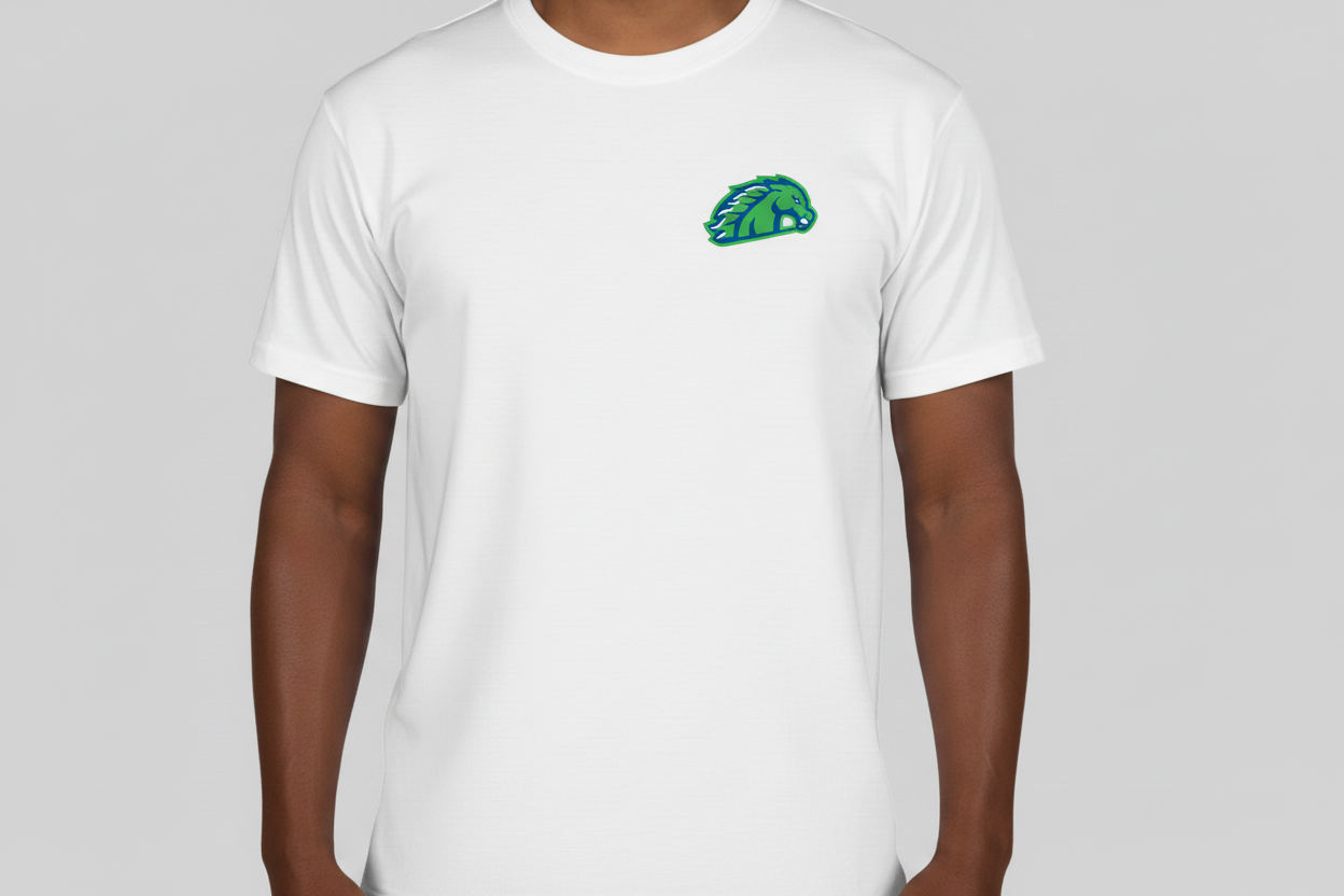 White short sleeve shirt with Blazers logo